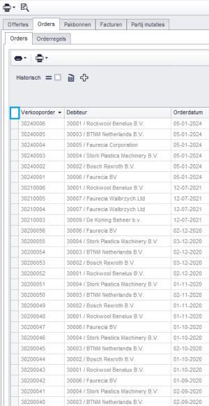 Veldkiezer via het veld linksboven in de kolomkop