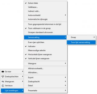 Verkooporder > Verkooporderregel > Toon lijst samenvatting